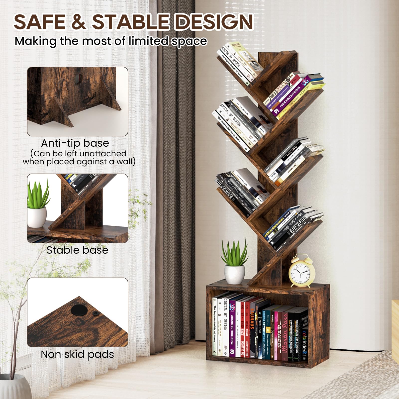 Amazon.co.jp: Art-GIFTREE (アートギフトリー) 木製ツリー本棚 6段